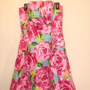 Lilly Pulitzer Rose Print Strapless Dress